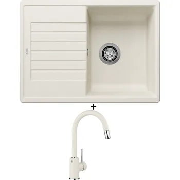 Kuchyňský dřez Granitový dřez SET Blanco ZIA 45 S Compact bílá soft 527197 + Blanco MIDA-S bílá soft 526968