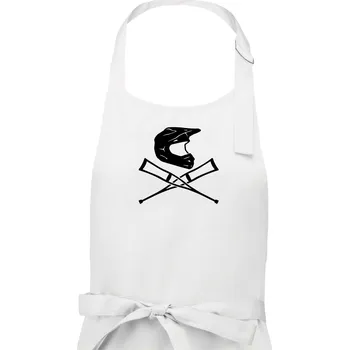 Kuchyňská zástěra Cross helma / berle - Dámská zástěra na vaření - Univerzální velikost ( Bílá )
