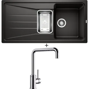 Granitový dřez Granitový dřez SET Blanco SONA 6 S černá + nerezová miska + Blanco MILI chrom 519413