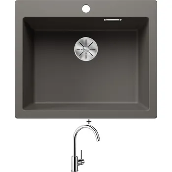 Kuchyňský dřez Granitový dřez SET Blanco PLEON 6 šedá vulkán 527320 + Blanco MIDA chrom 517742