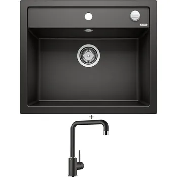 Granitový dřez Granitový dřez SET Blanco DALAGO 6 černá s excentrem 525873 + Blanco MILI černá 526159