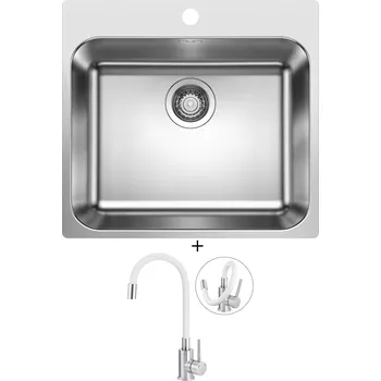 Nerezový dřez SET Blanco SUPRA 500-IF/A R12 nerez kartáčovaný 526354 + Deante NEO LUNO BOC W720 nerez