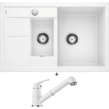 Granitový dřez Granitový dřez SET Blanco METRA 6 S Compact bílý s excentrem 513468 + Blanco DARAS-S bílá 517735