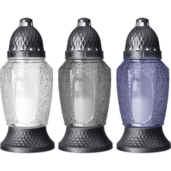 Svíčka Sklo hřbitovní 25cm vklad 80g / 20h bubliny mix