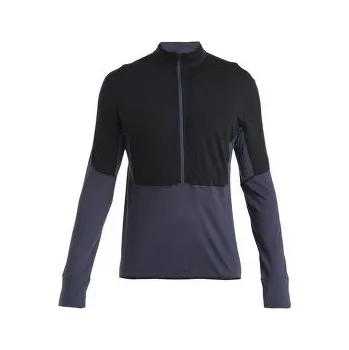 Pánská móda Icebreaker Merino 200 Realfleece Descender LS Half Zip Men BLACK/GRAPHITE/CB černá XL