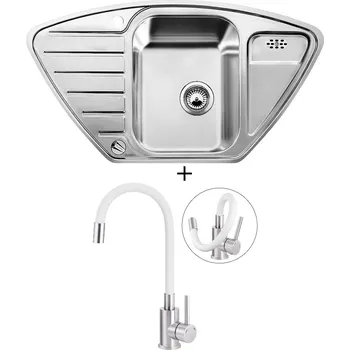 Nerezový dřez Nerezový dřez SET Blanco LANTOS 9 E-IF nerez kartáčovaný s excentrem 516277 + Deante NEO LUNO BOC W720 nerez