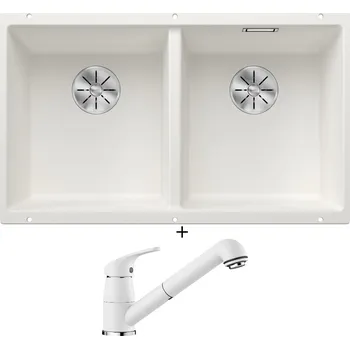 Granitový dřez Dřez pod desku SET Blanco SUBLINE 350/350 U bílá 523578 + Blanco DARAS-S bílá 517735