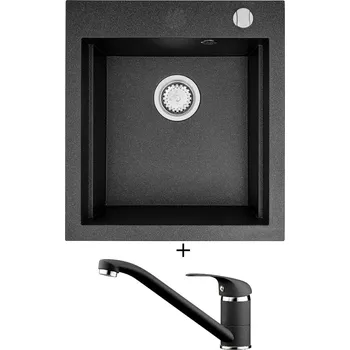 Granitový dřez Granitový dřez SET Pyramis SIROS (47x51,5) 1B černá + Pyramis ASALIA černá