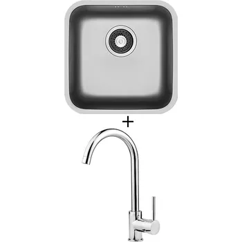 Nerezový dřez Dřez pod desku SET Pyramis RELIA (40x40) UM nerez + Deante ASTER 062 M chrom