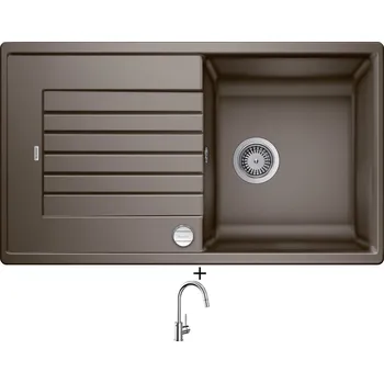 Kuchyňský dřez Granitový dřez SET Blanco ZIA 5 S kávová s excentrem + Blanco MIDA-S chrom 521454