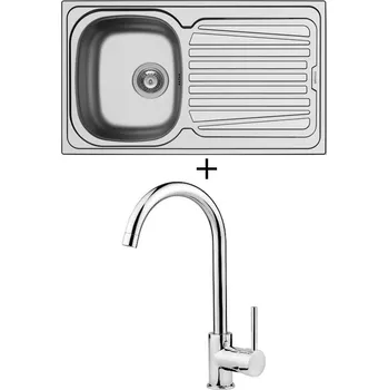 Nerezový dřez Nerezový dřez SET Pyramis SPARTA (86x50) 1B 1D nerez + Deante ASTER 062 M chrom