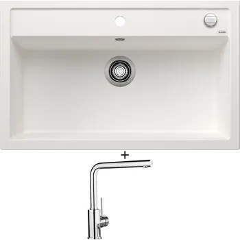 Granitový dřez Granitový dřez SET Blanco DALAGO 8 bílá s excentrem 516633 + Blanco MILA chrom 519414