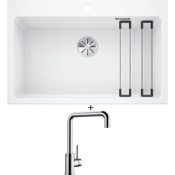 Granitový dřez Granitový dřez SET Blanco ETAGON 8 bílá 525191 + Blanco MILI chrom 519413