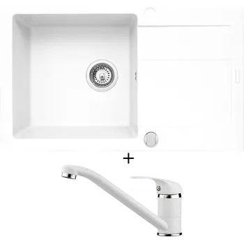 Granitový dřez Granitový dřez SET Pyramis SPARTA PLUS (78x48) 1B 1D bílá + Pyramis ASALIA bílá