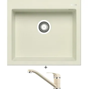 Granitový dřez SET Pyramis ISTROS (57x50) 1B vanilka + Pyramis ASALIA vanilka