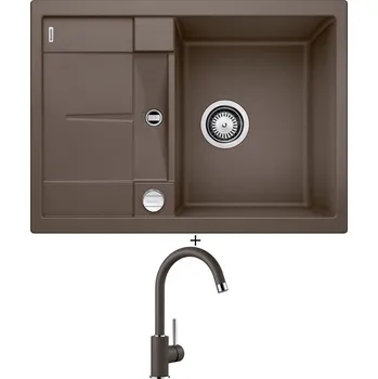Kuchyňský dřez Granitový dřez SET Blanco METRA 45 S Compact kávová + excentrické ovládání + Blanco MIDA kávová 519423