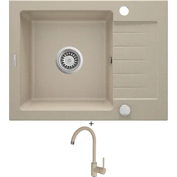 Kuchyňský dřez Granitový dřez SET Deante ZORBA ZQZ 711A písková + Deante NEMEZJA BEN 762M písková