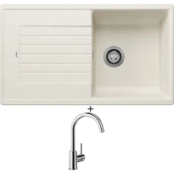 Kuchyňský dřez Granitový dřez SET Blanco ZIA 5 S bílá soft 527204 + Blanco MIDA chrom 517742