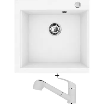 Granitový dřez Granitový dřez SET Pyramis SIROS (57x51,5) 1B bílá + Pyramis FIDO bílá