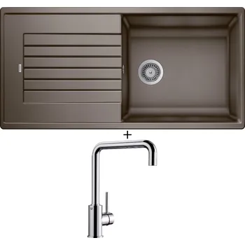 Kuchyňský dřez Granitový dřez SET Blanco ZIA XL 6 S kávová 517577 + Blanco MILI chrom 519413