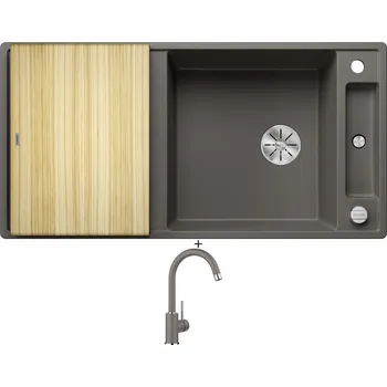Granitový dřez Granitový dřez SET Blanco AXIA III XL 6 S šedá vulkán + dřevěná krájecí deska 527235 + Blanco MIDA šedá vulkán 526965