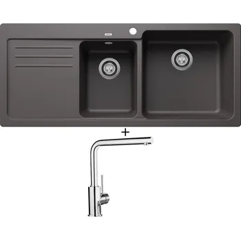 Granitový dřez Granitový dřez SET Blanco NAYA 8 S šedá skála 525780 + Blanco MILA chrom 519414