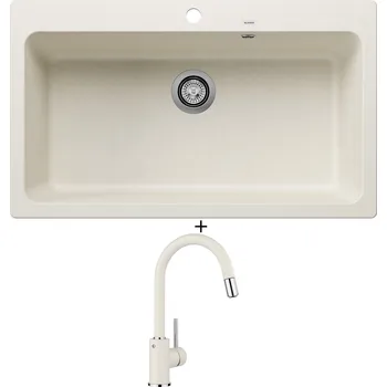 Granitový dřez Granitový dřez SET Blanco NAYA XL 9 bílá soft 527133 + Blanco MIDA-S bílá soft 526968