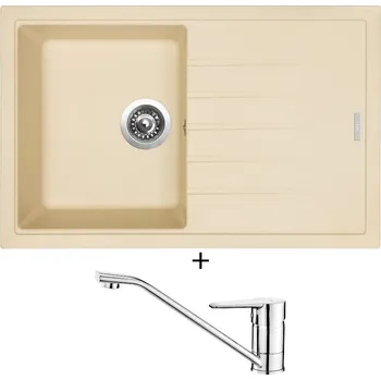 Kuchyňský dřez Granitový dřez SET Sinks BEST 780 sahara + Deante CORIO BFC 060M chrom