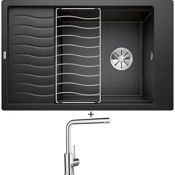 Granitový dřez SET Blanco ELON XL 6 S antracit 524844 + odkapová mřížka + Blanco MILA chrom 519414