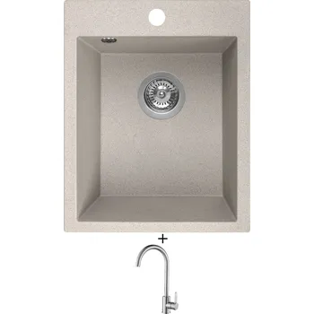 Granitový dřez Granitový dřez SET Laveo CHICHI písková + Laveo BONA BAB 268D nerez