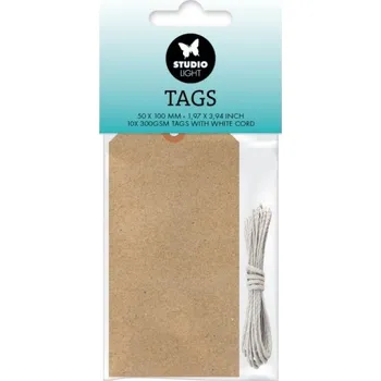 Visačky Studio Light, 10 ks, kraftové - 5x10 cm