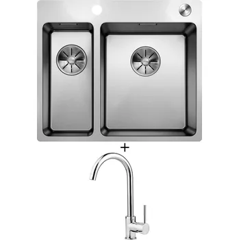 Nerezový dřez Nerezový dřez SET Blanco ANDANO 340/180-IF/A nerez hedvábný lesk s excentrem PushControl 525247 + Deante ASTER 062 M chrom