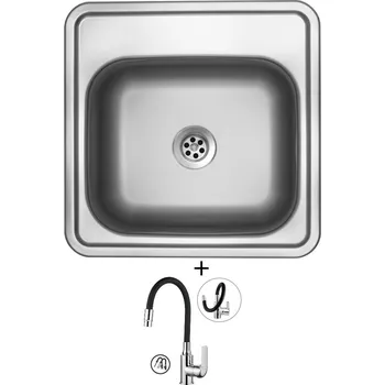 Kuchyňský dřez Nerezový dřez SET Sinks BAR 380 M nerez matný + Kuchinox ELZA BKE 762D chrom/černá