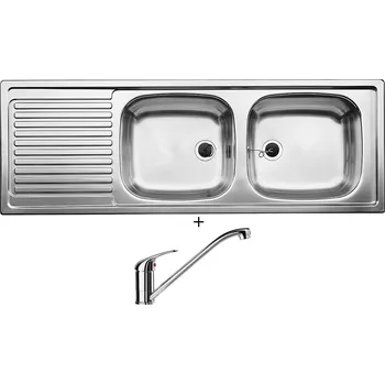 Nerezový dřez Nerezový dřez SET Blanco TOP EZS 12x4-2 nerez přírodní lesk 500374 + Blanco DARAS chrom 517720