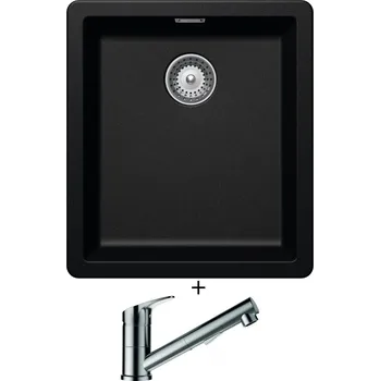 Granitový dřez Dřez pod desku SET Schock GREENWICH N-100S U Magma + Schock EVINAS 577120 nerez