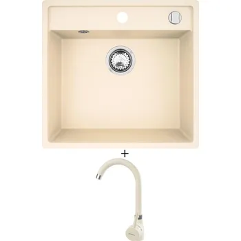 Granitový dřez Granitový dřez SET Pyramis CAMEA (50x53) 1B vanilka + Pyramis BELLO vanilka