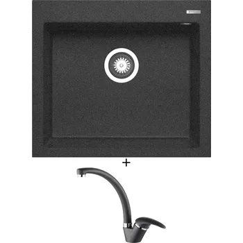 Granitový dřez Granitový dřez SET Pyramis ISTROS (57x50) 1B černá + Pyramis OSSIA černá