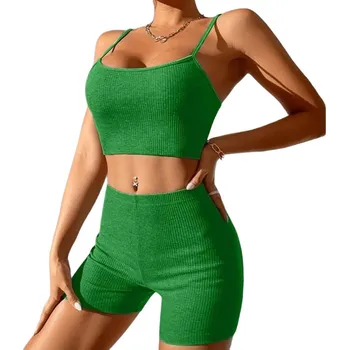 Sportovní letní souprava top + šortky Barva: Zelená, Velikost: L