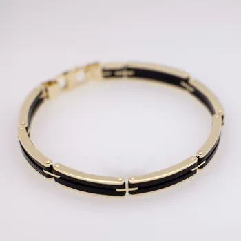 Náramek Lillian Vassago Pánský zlatý náramek s černou pryskyřicí LLV36-GB001