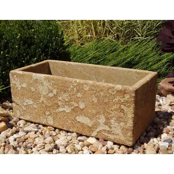 Zahradní dekorace ZahradniDekorace kamenné koryto z pískovce JEMNÉ 50x24x19 cm, písková přírodní