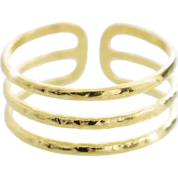 Prsten JSB bijoux s.r.o. Zlatý ocelový masivní prstem tři pomačkané kruhy bez krystalů