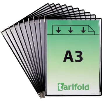 tarifold kapsy s úchyty, A3 na výšku, otevřené shora, černé - 10 ks
