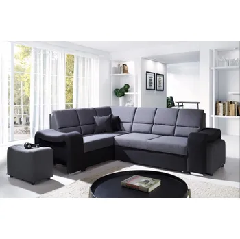 Obývací stěna Sedací souprava Wiki L tm.šedá/černá