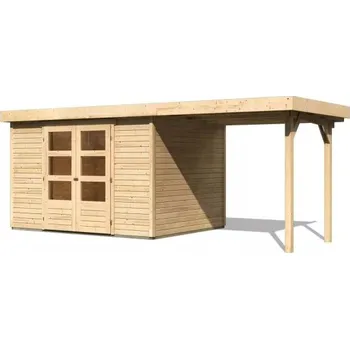 Zahradní stavba KARIBU HOLZTECHNIK dřevěný domek KARIBU ASKOLA 5 + přístavek 240 cm (73248) natur LG3194