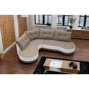 Obývací stěna Sedací souprava Abbey L sv.hnědá/bílá