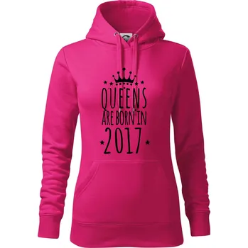 Dámská mikina Queens are born in 2017 - Mikina dámská Cape s kapucí - S ( Purpurová )