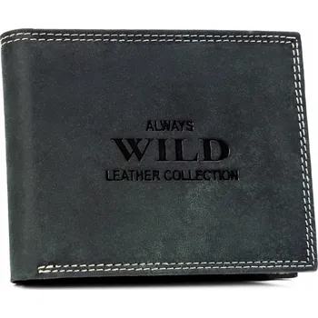Velká pánská peněženka z přírodní kůže bez zapínání Barva: Černá