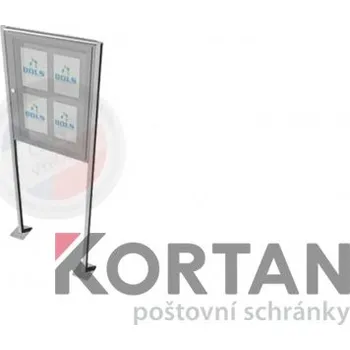 Vitrína exteriérová DOLS 500x700 mm + stříška a stojiny - lakovaná RAL 7035 - světle šedá