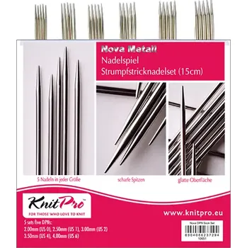 Jehlice KnitPro Nova metal set ponožkových jehlic 15cm (KnitPro Nova metal set ponožkových jehlic 15cm)