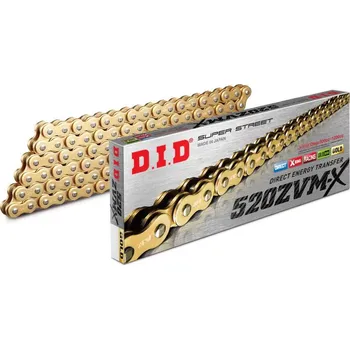 Řetězová sada pro motocykl ZVM-X série X-Kroužkový řetěz D.I.D Chain 520ZVM-X 106 L Zlatá/Zlatá